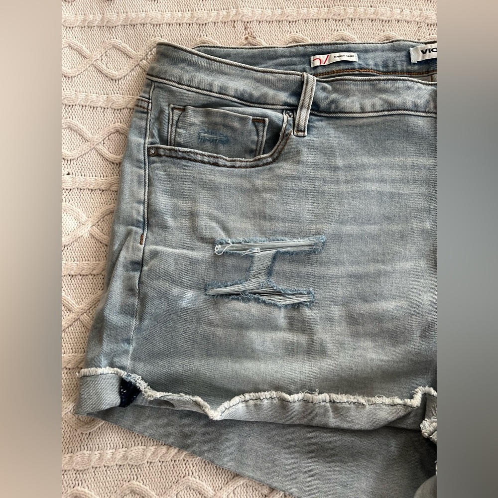 Vigoss Women's Light Wash Distressed Short Blue Denim Shorts Plus Size 24 - Picture 7 of 14